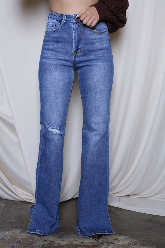 High Rise Split Bell Bottom Jeans