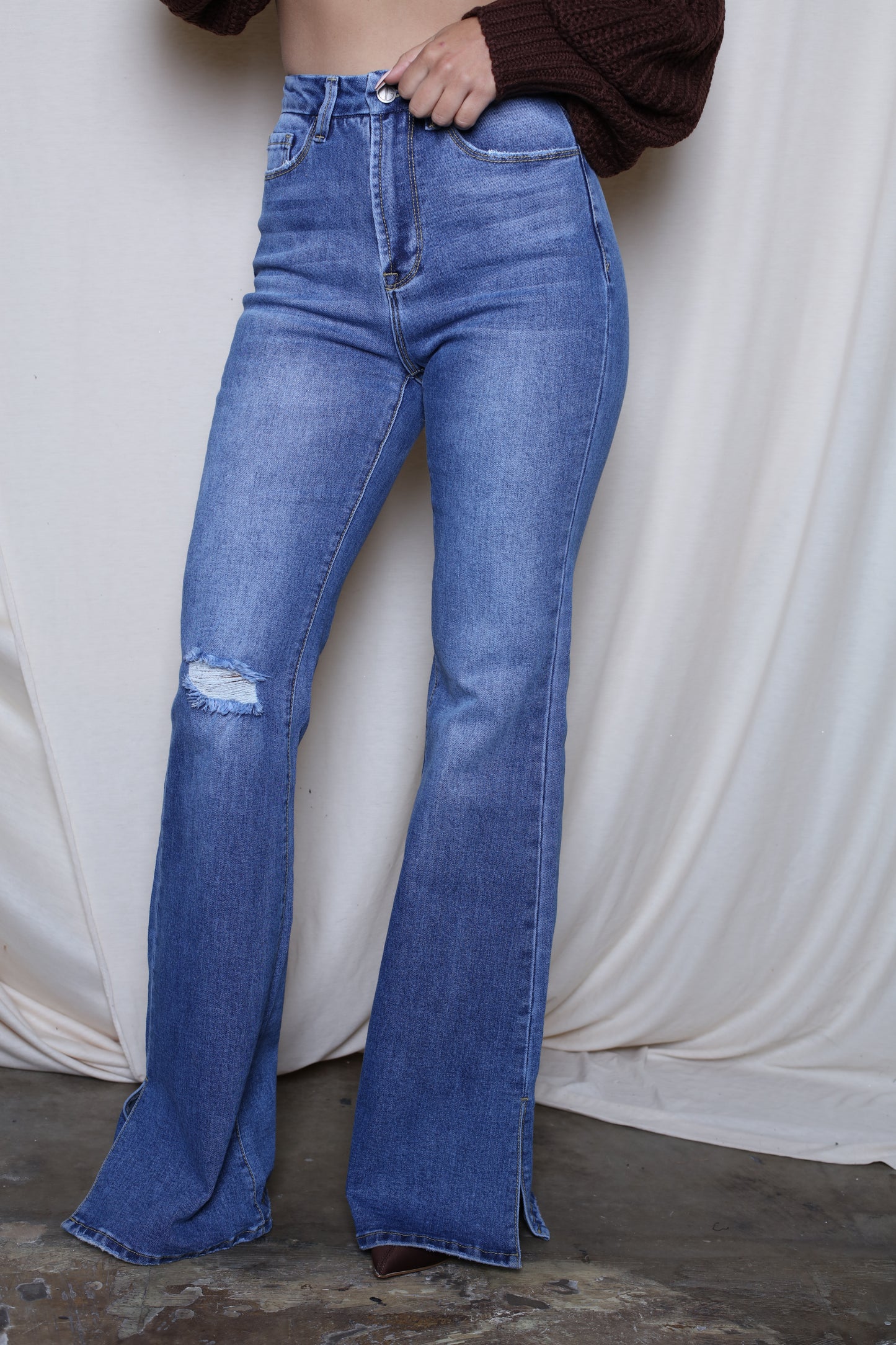 High Rise Split Bell Bottom Jeans