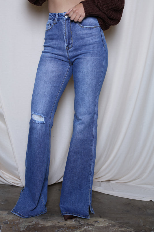 High Rise Split Bell Bottom Jeans