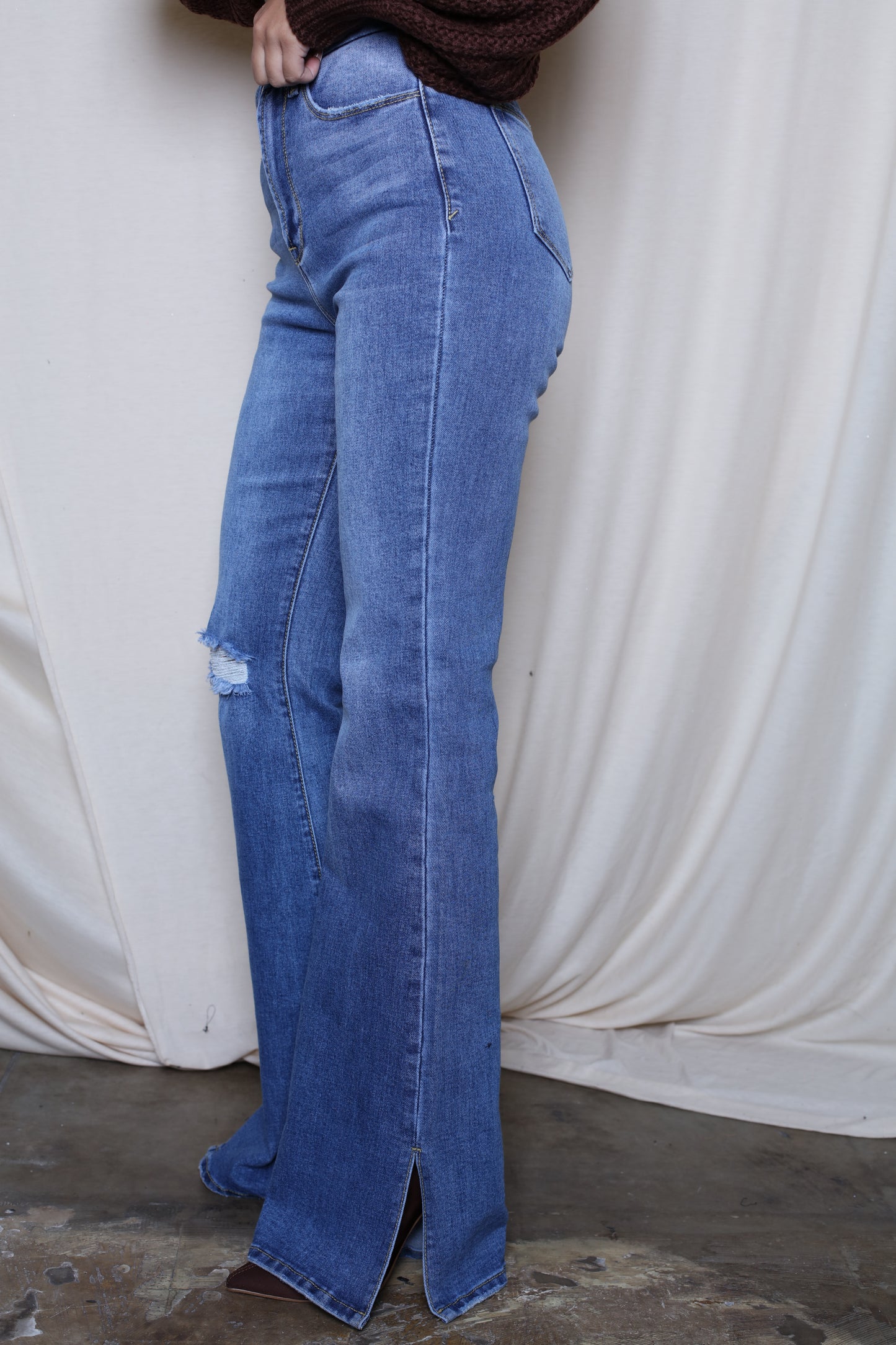 High Rise Split Bell Bottom Jeans
