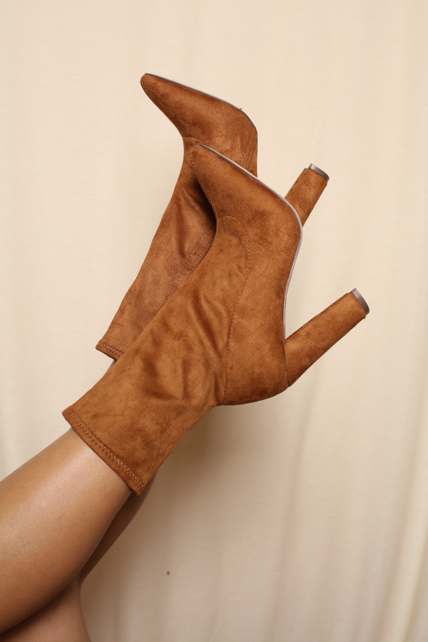 Pointy Tan Sock Booties