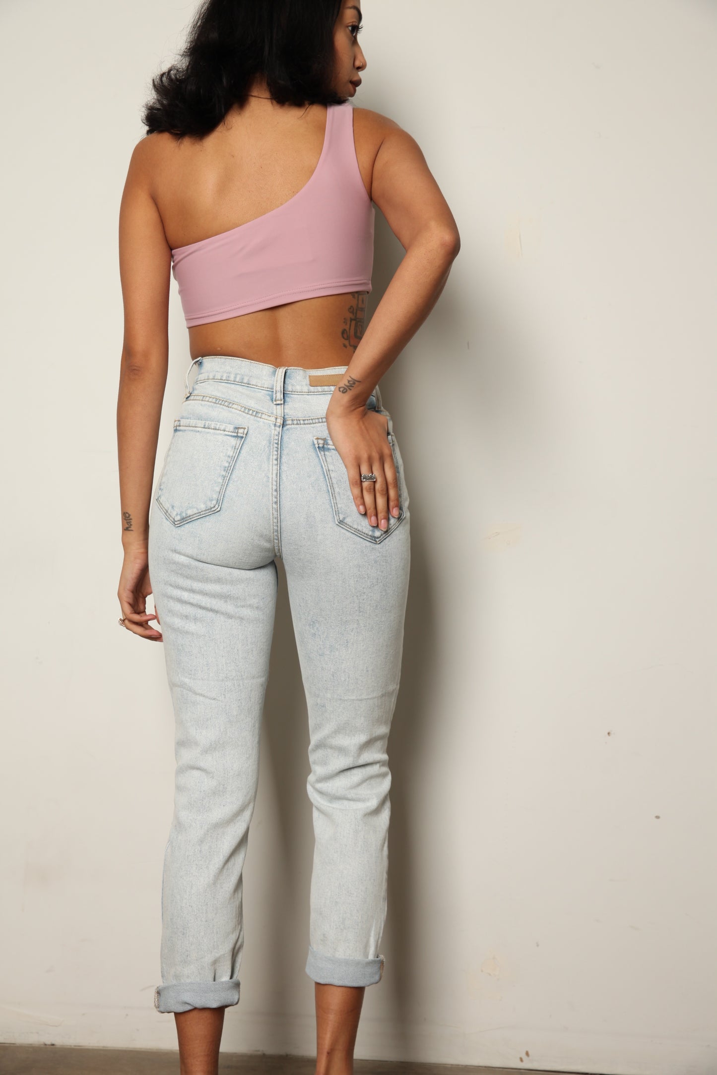 Ripped Light Acid Wash Mom Jeans