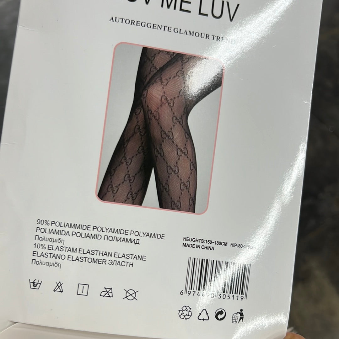 Printed Sheer Pantyhose Leggings Black