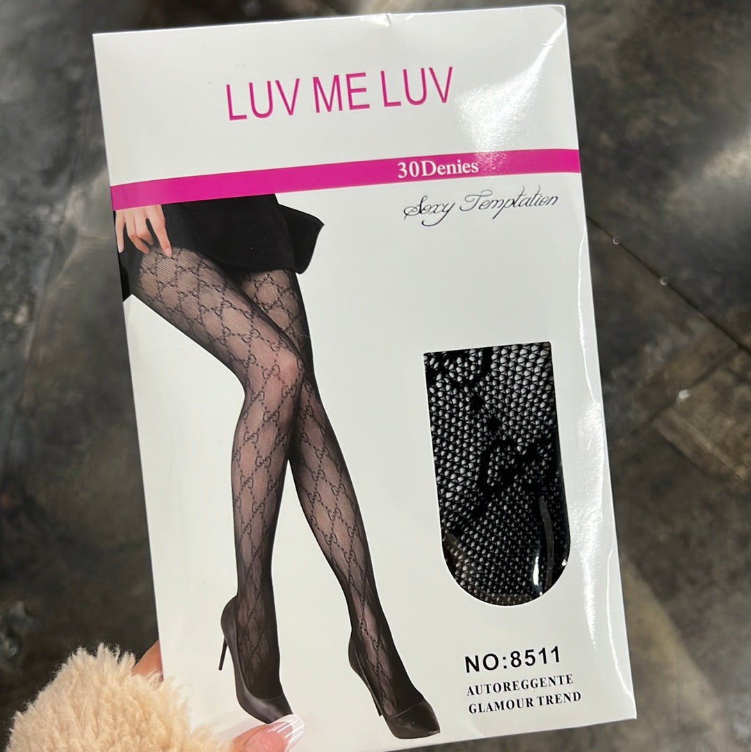 Printed Sheer Pantyhose Leggings Black