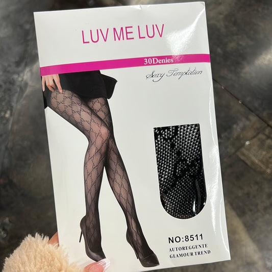 Printed Sheer Pantyhose Leggings Black