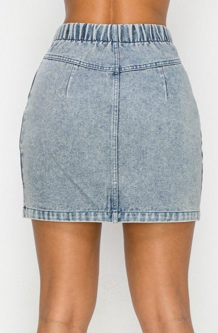 Side Pocket Denim Skirt