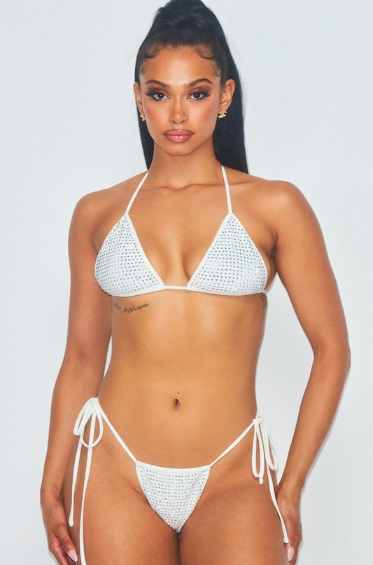 Diamond Bikini Triangle Set White