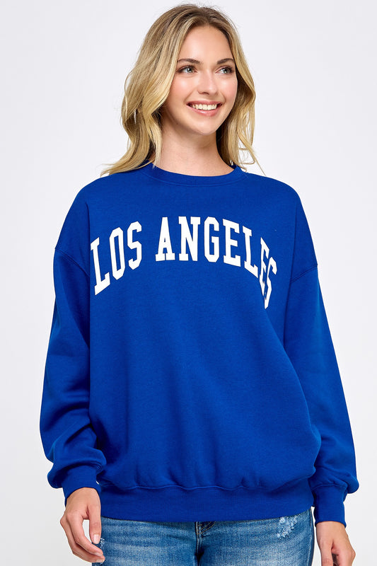 Los Angeles Embroider Baseball Vintage Sweater