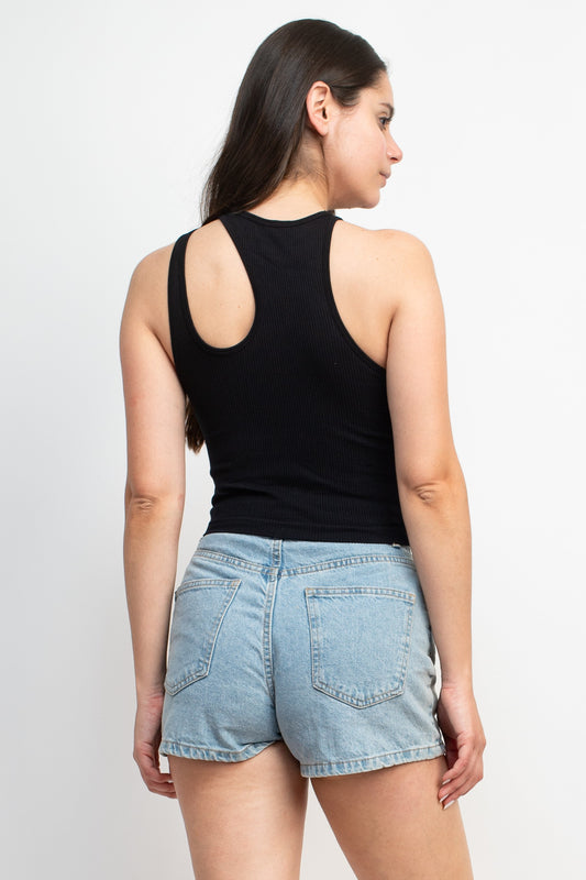 Open Side Extra Stretch Top Black