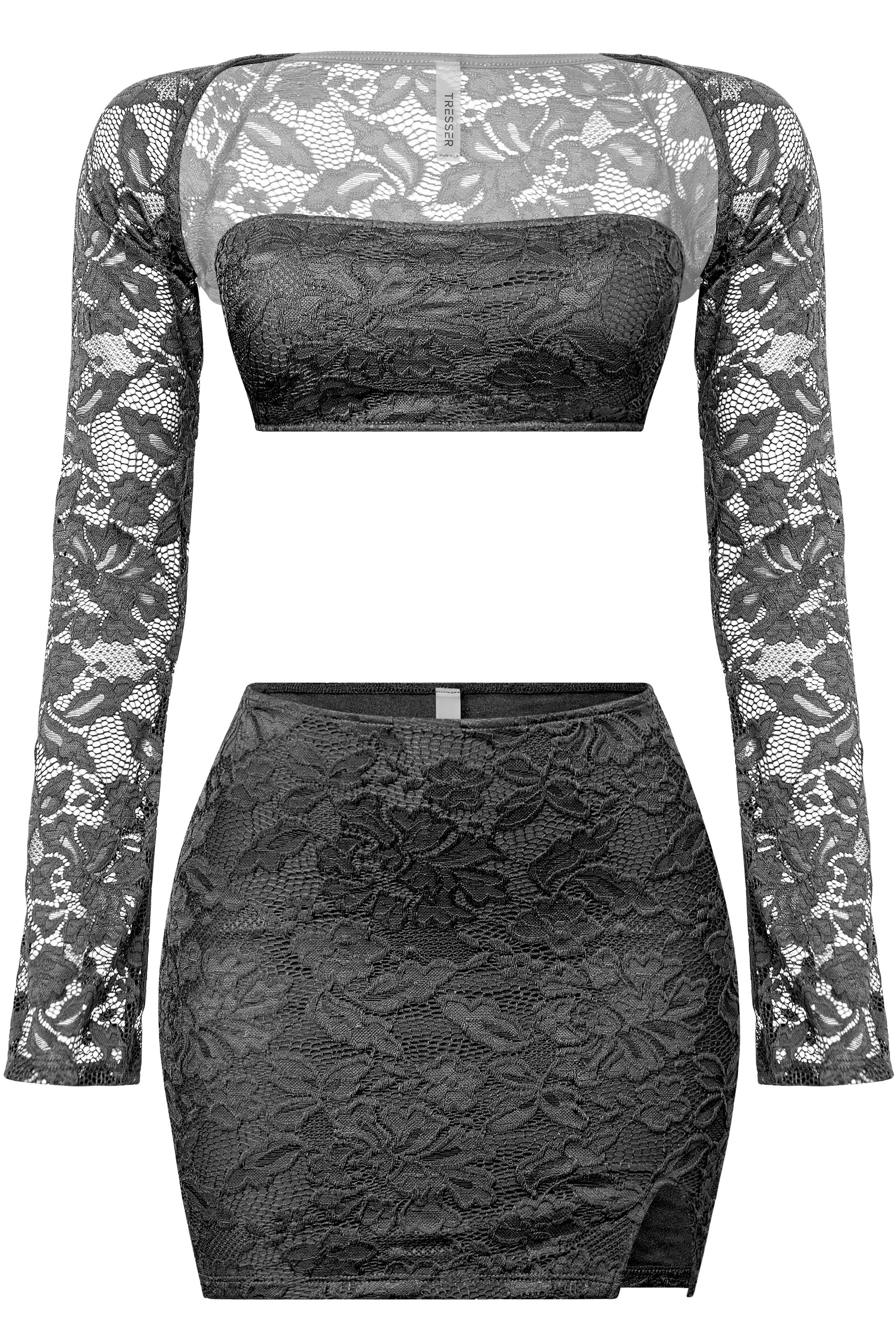 Lace Sheer Corset And Mini Skirt Set – Free From Label