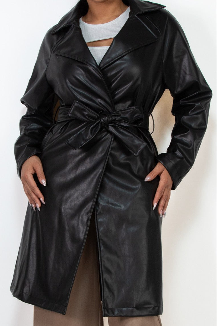 Longline Leather Collared Jacket