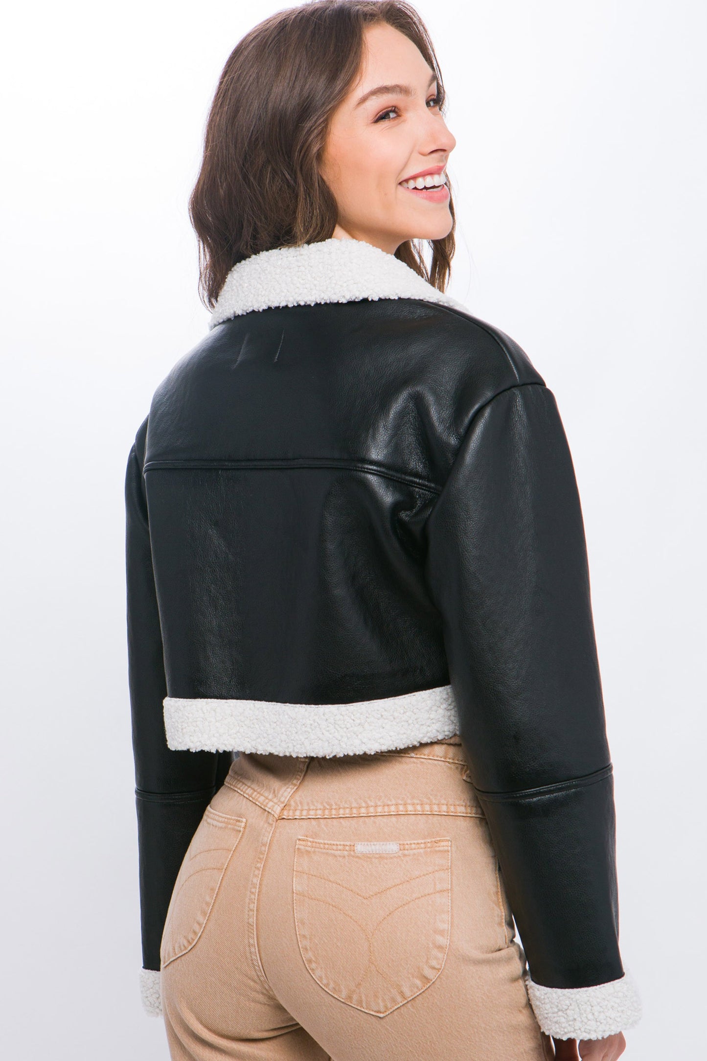 Sherpa Contrast Cropped Jacket