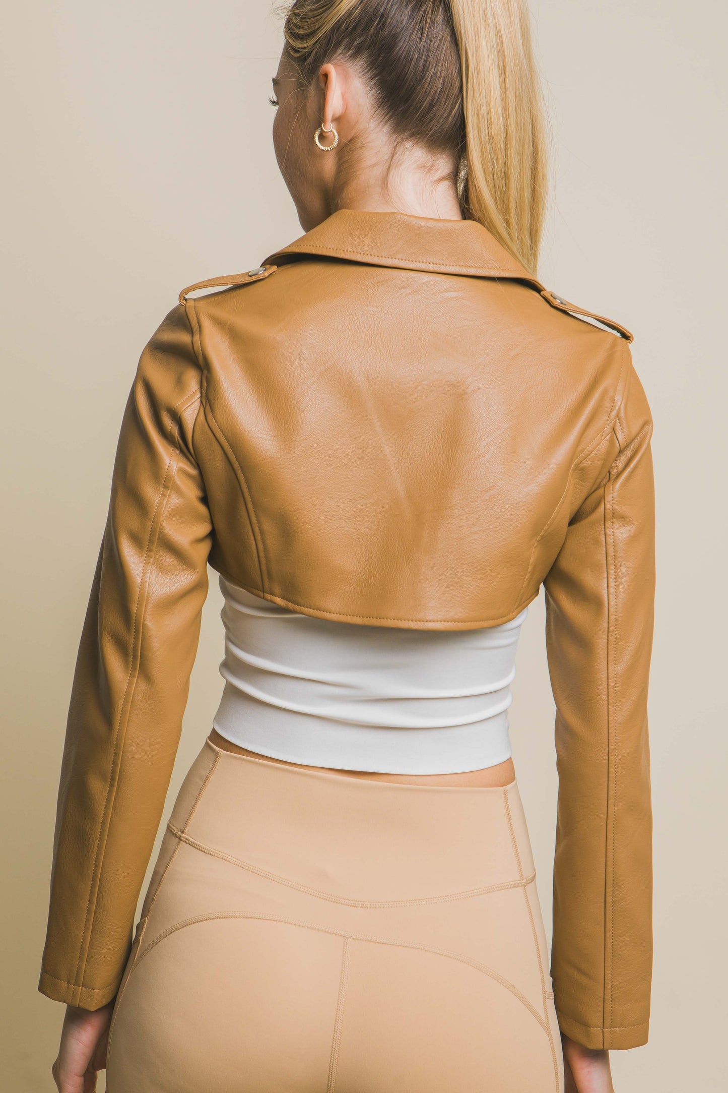 Very Cropped Vegan Leather Moto Jacket