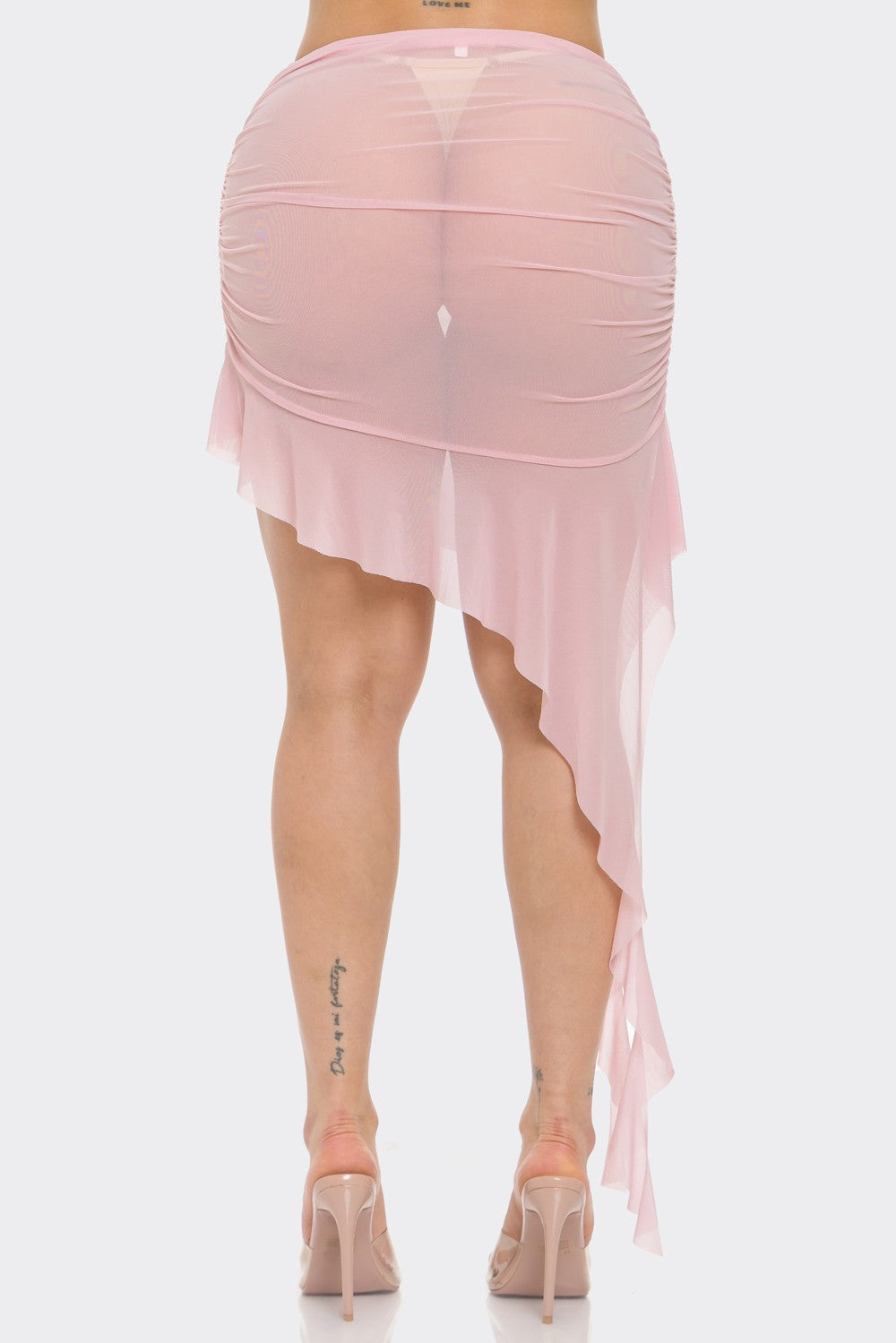Ruffle Mesh Maxi Cover Up Skirt