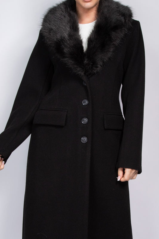 Longline Fuzzy Collar Jacket