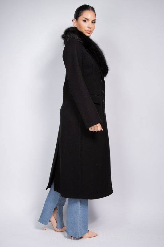 Longline Fuzzy Collar Jacket