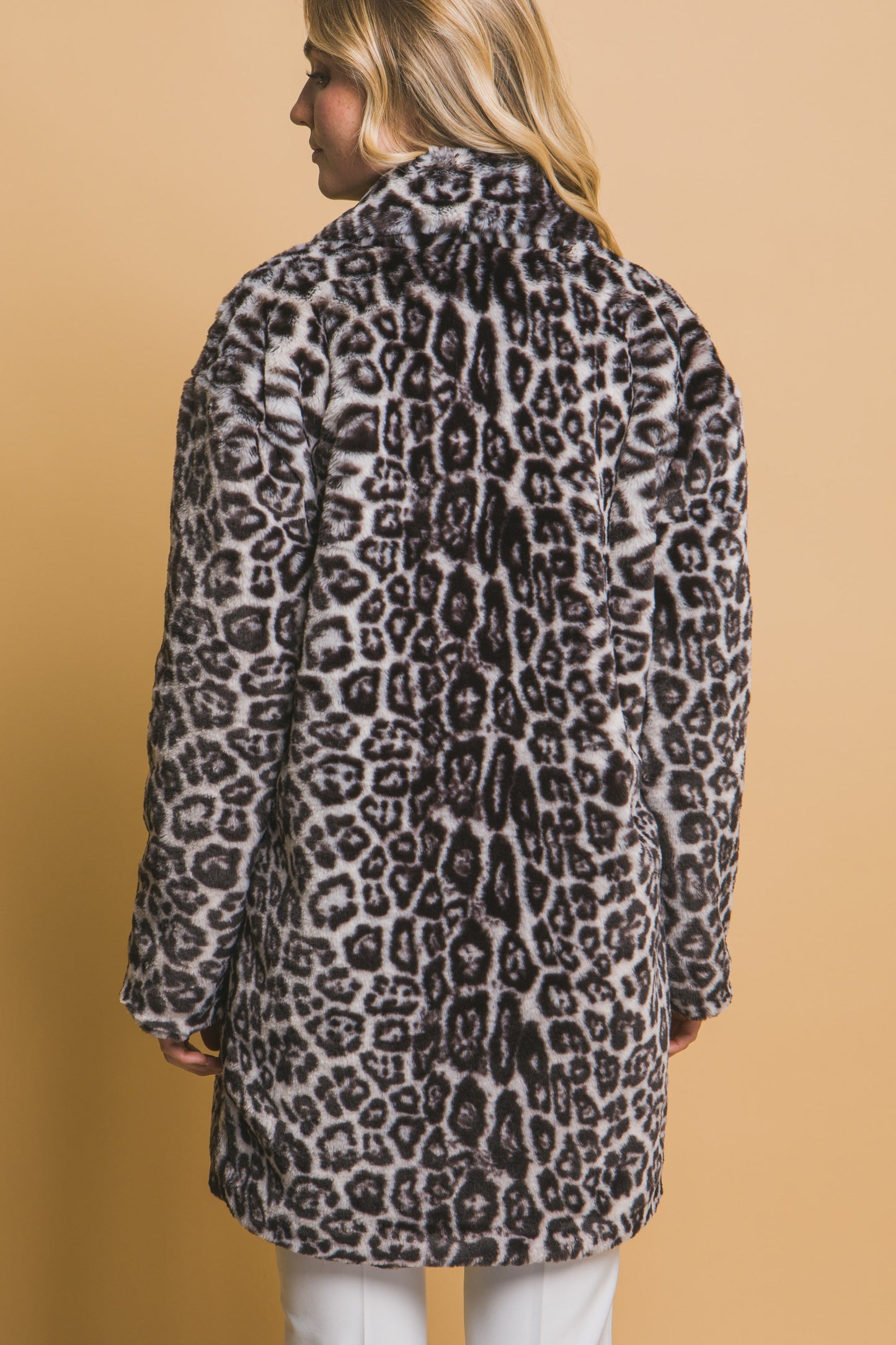 Leopard Longline Fur Jacket