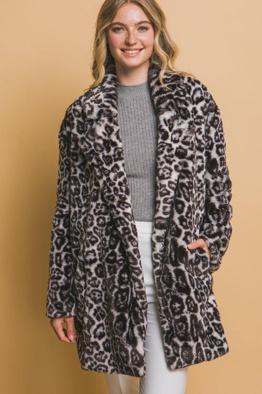 Leopard Longline Fur Jacket