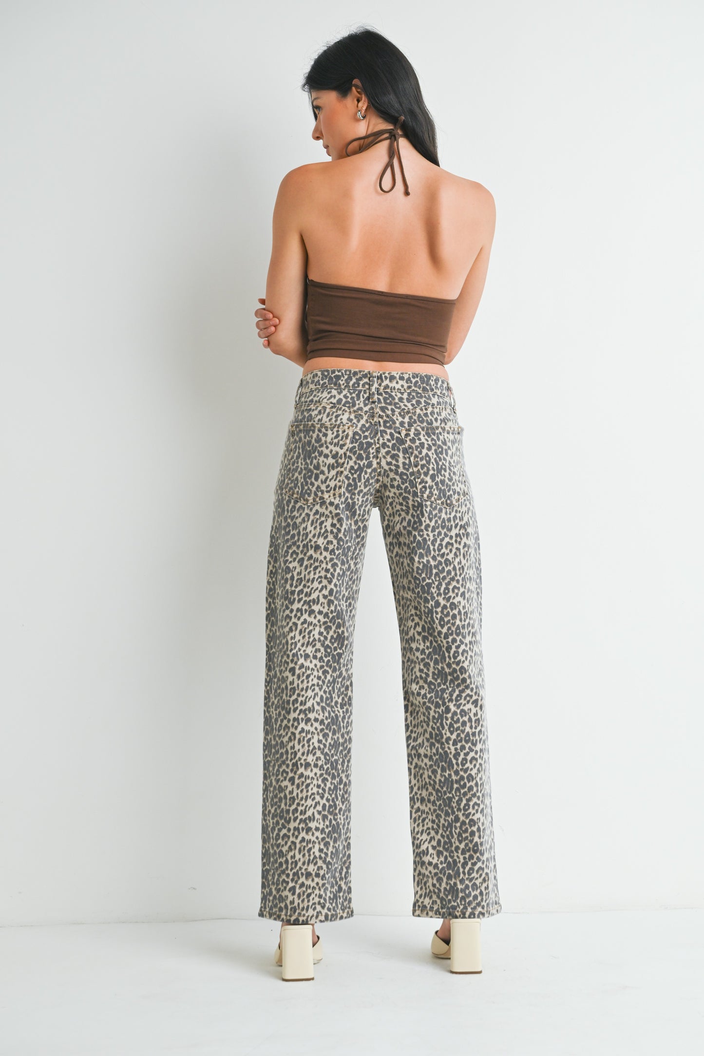 Leopard Boyfriend Jeans Stretchy