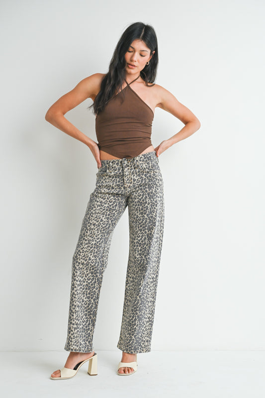 Leopard Boyfriend Jeans Stretchy