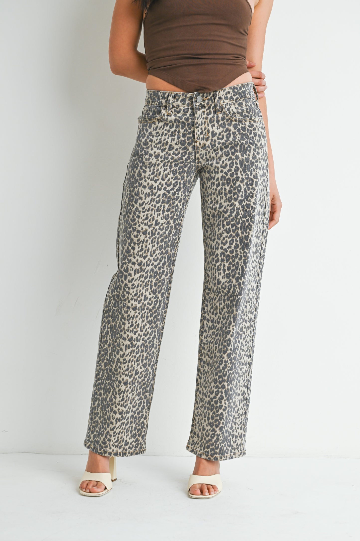 Leopard Boyfriend Jeans Stretchy