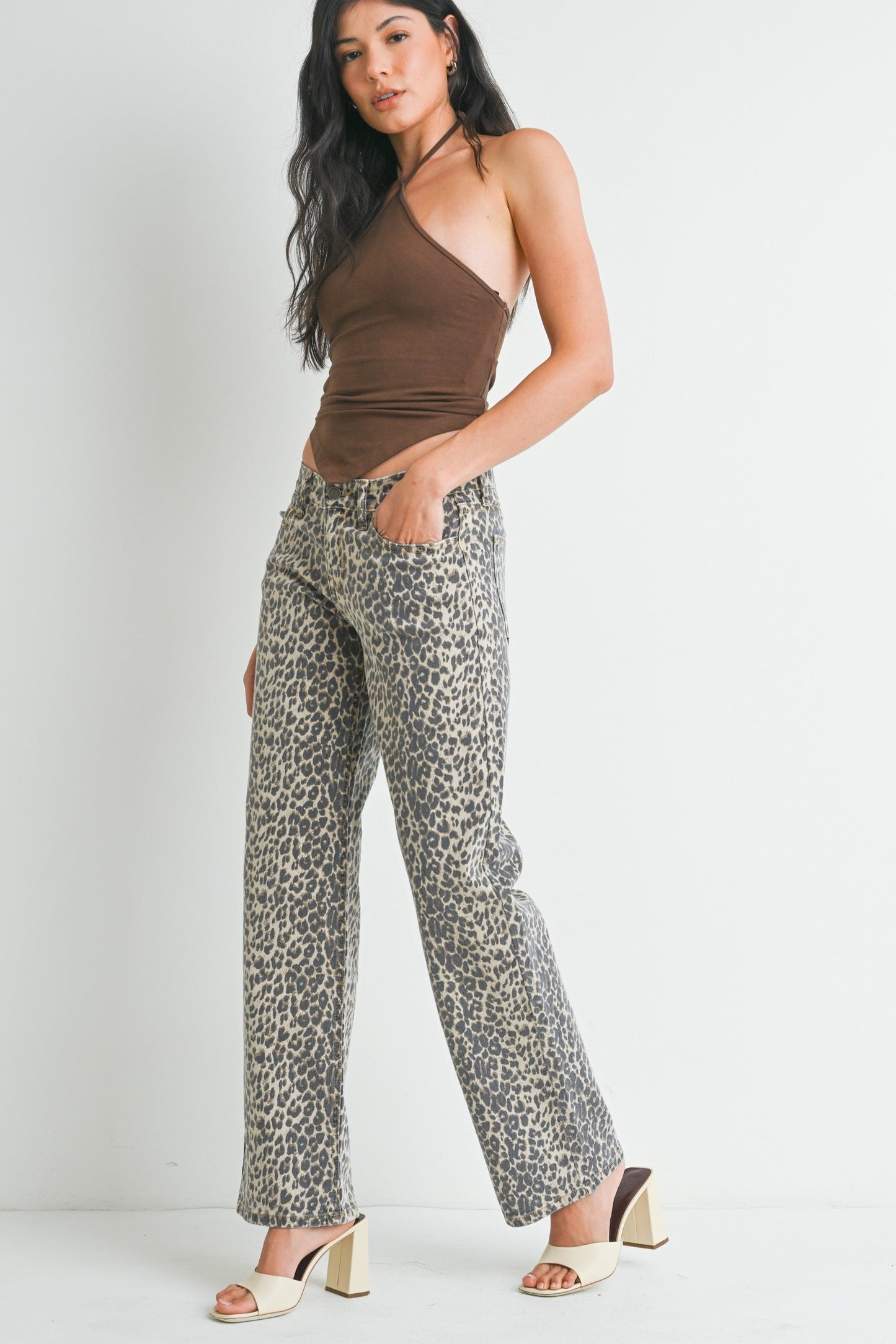 Leopard Boyfriend Jeans Stretchy