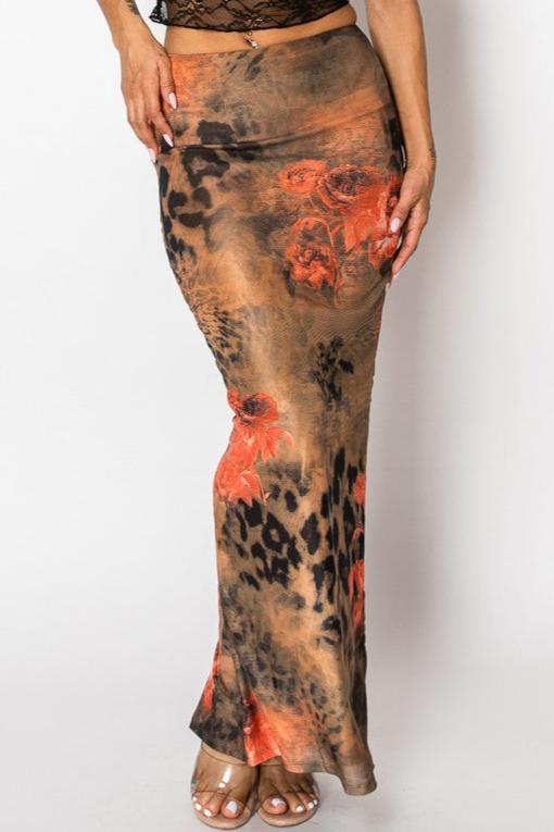 Leopard Printed Maxi Pencil Skirt