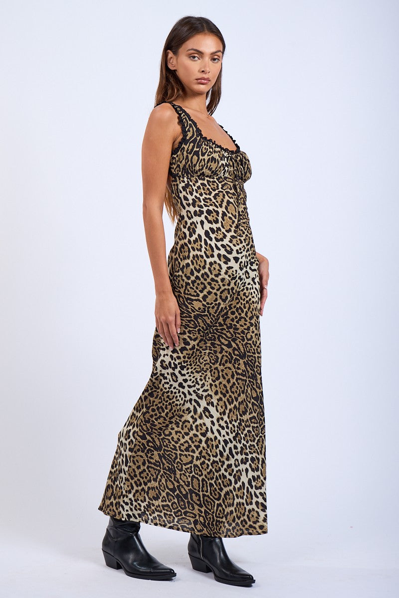 Leopard U Back Maxi Dress