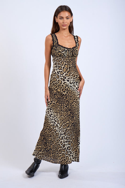 Leopard U Back Maxi Dress