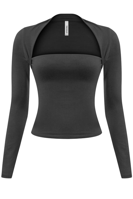 Long Sleeve Vampira Top Black