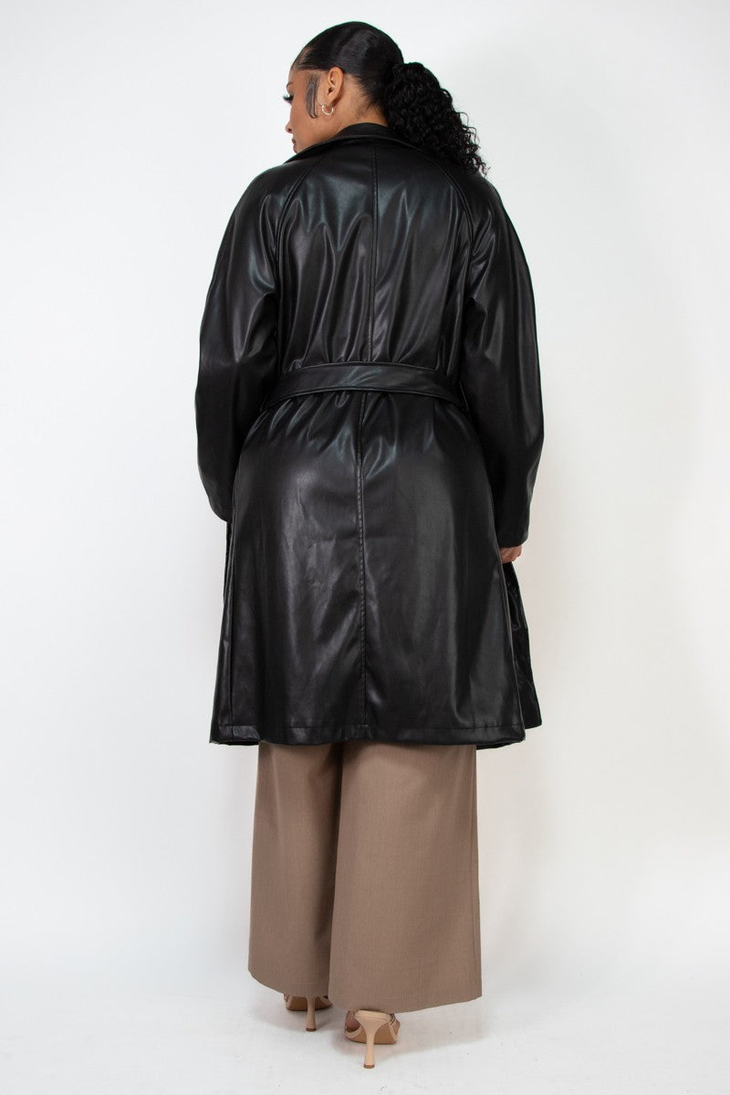 Longline Leather Collared Jacket