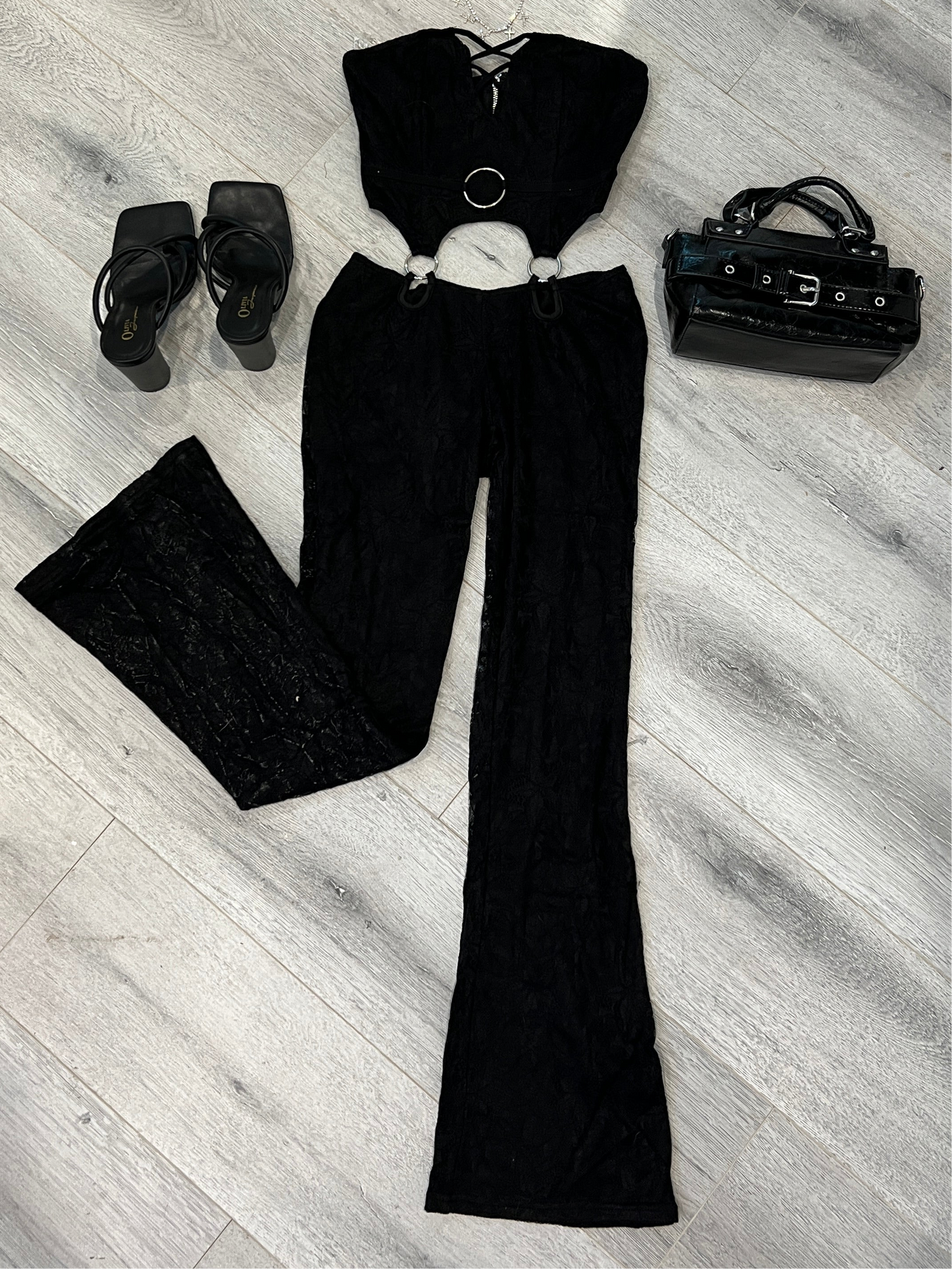 Lace Cutout Jumpsuit Black