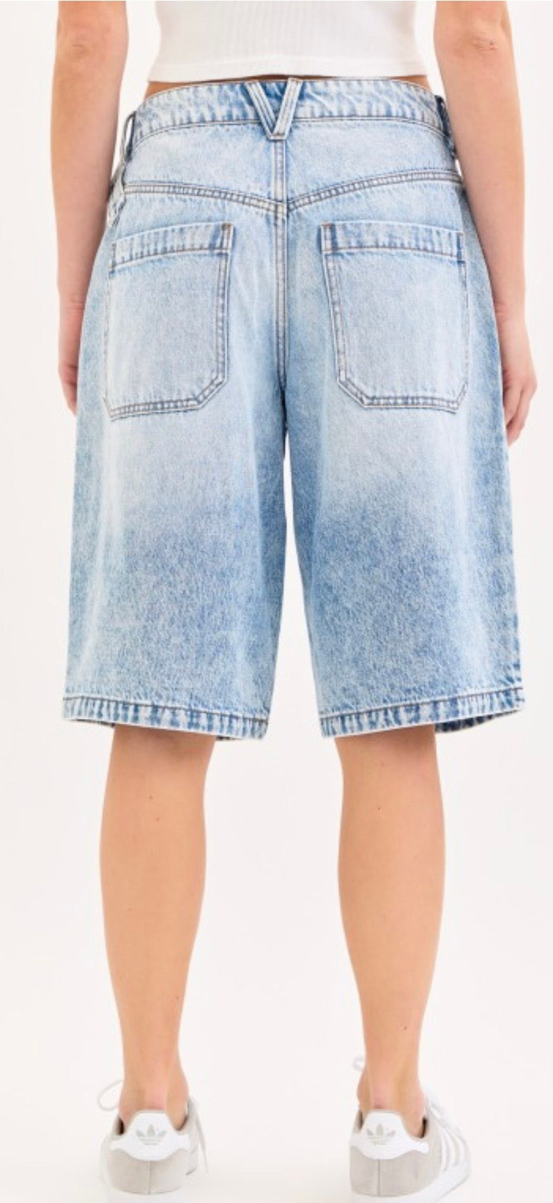 Adjustable Waistline Denim Jorts