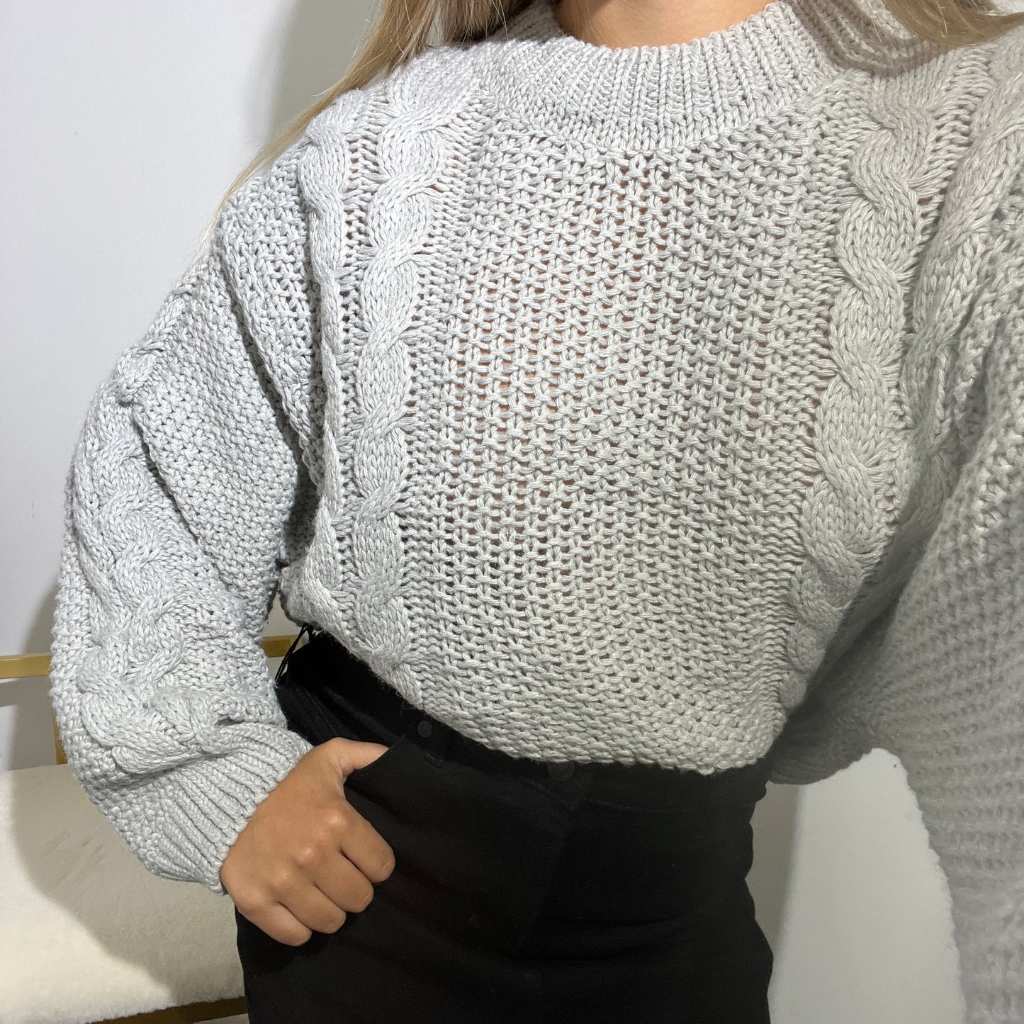 Gray Knit Sweater Top