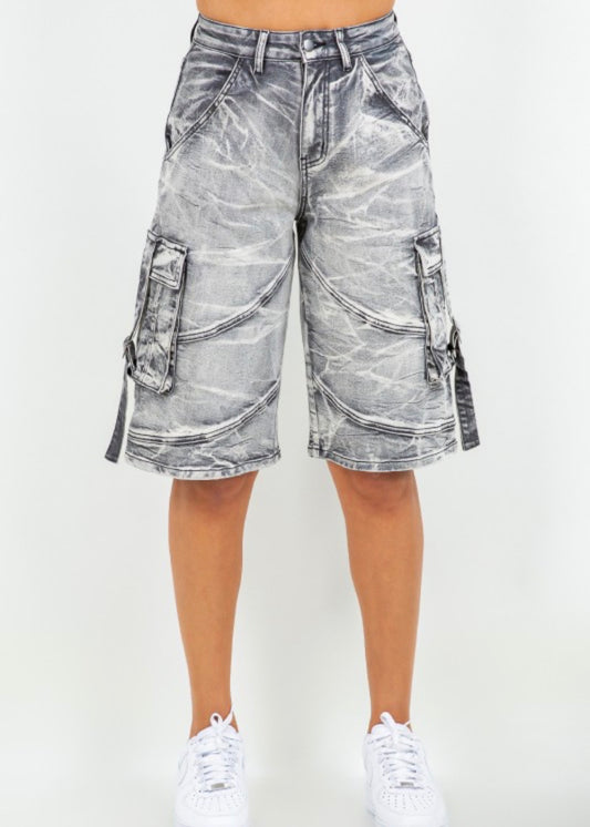 Acid Wash Cargo Jorts