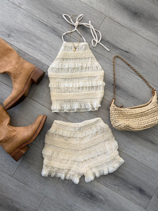Neutral Halter Top + Shorts Set
