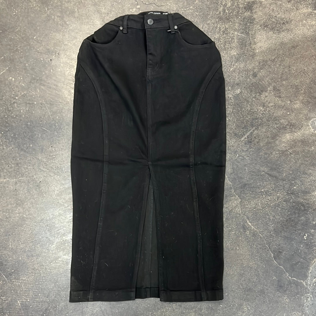 Black Denim Maxi Denim Skirt