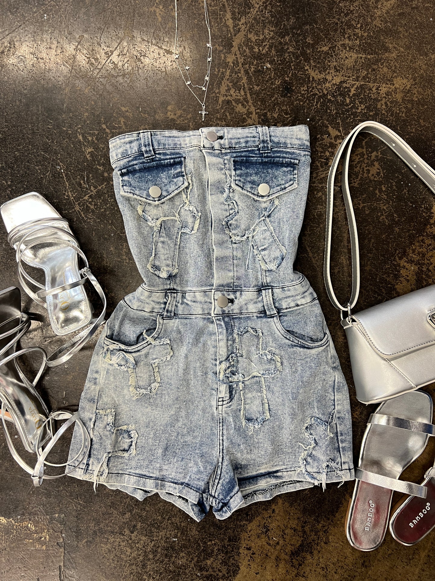 Crosses Denim Stretch Romper