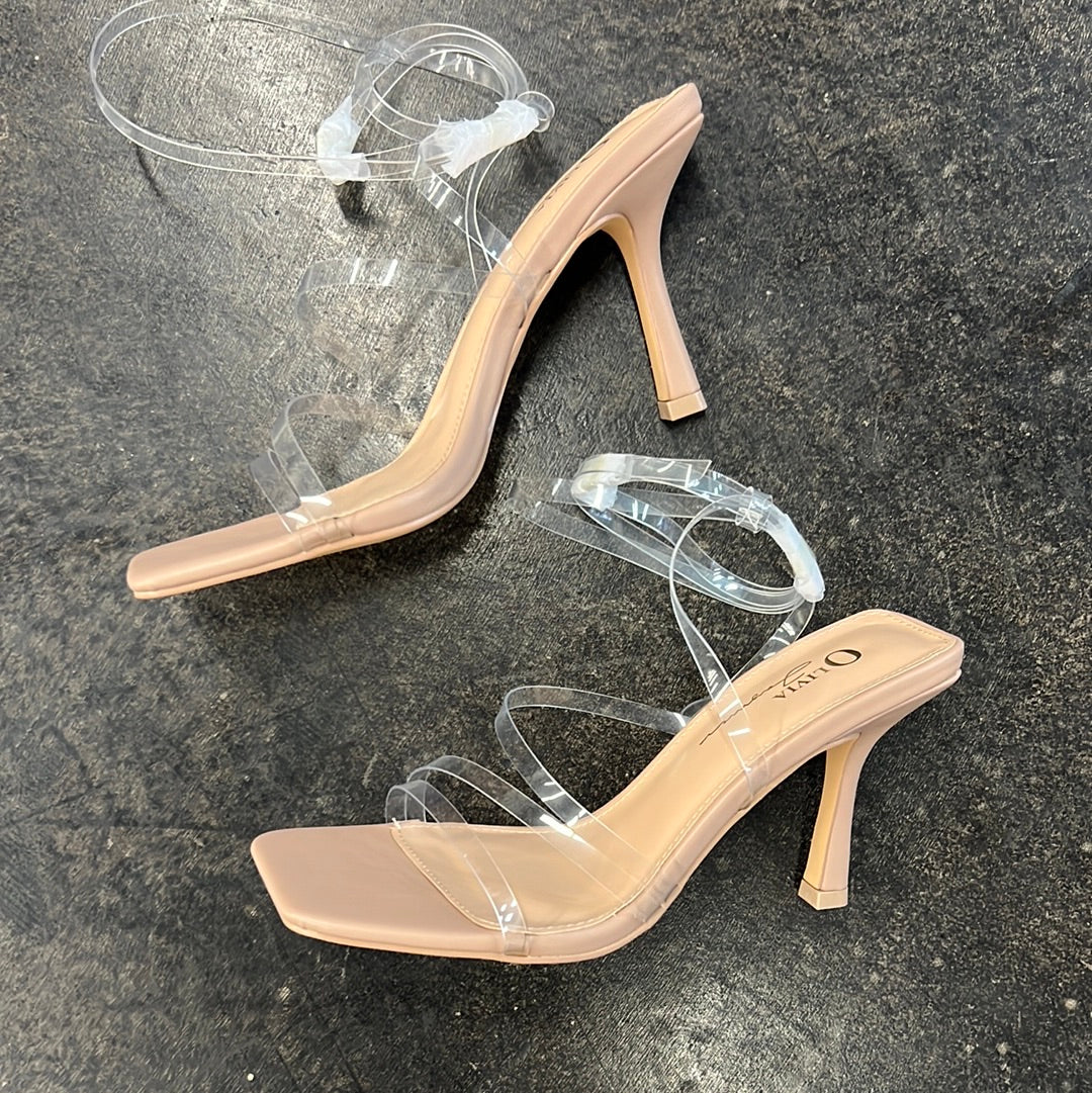Clear Lace Up Strappy Heels