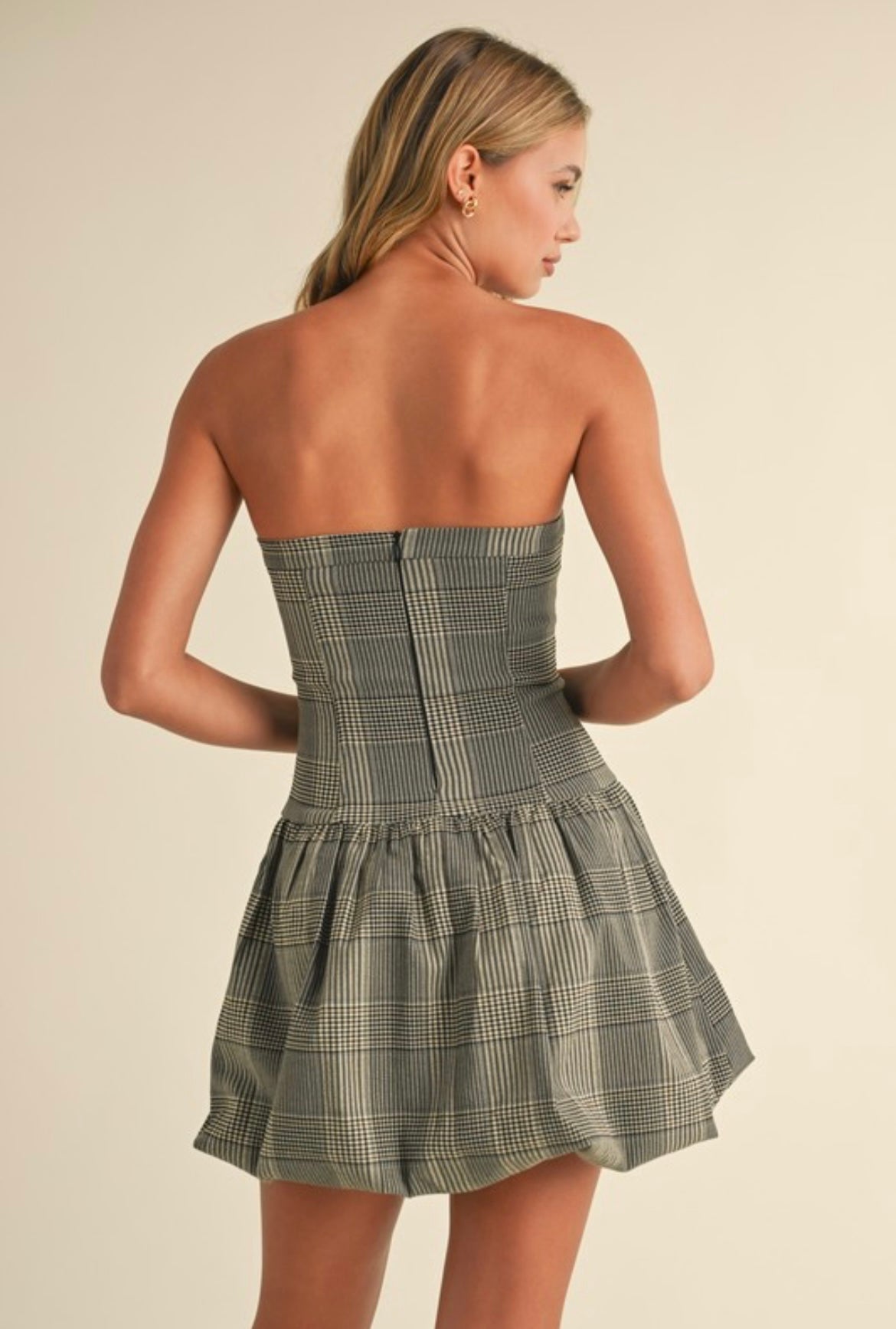 Brown Plaid Bubble Dress