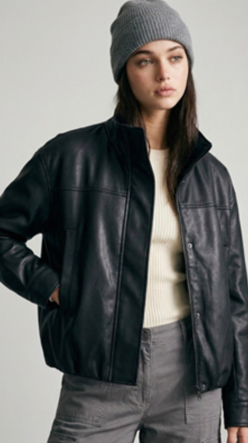 Boyfriend Funnel Neck Jacket