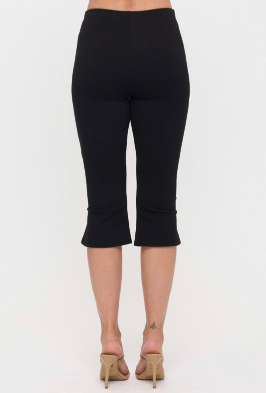 Black Side Slit Capri Pants