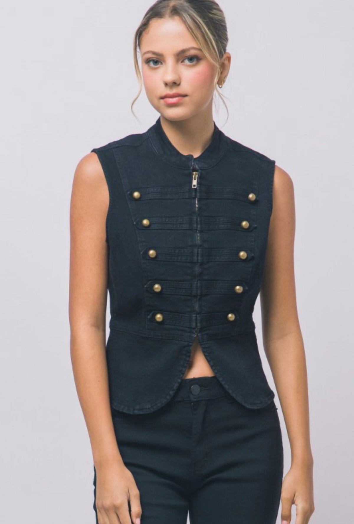 Napolean Military Denim Vest