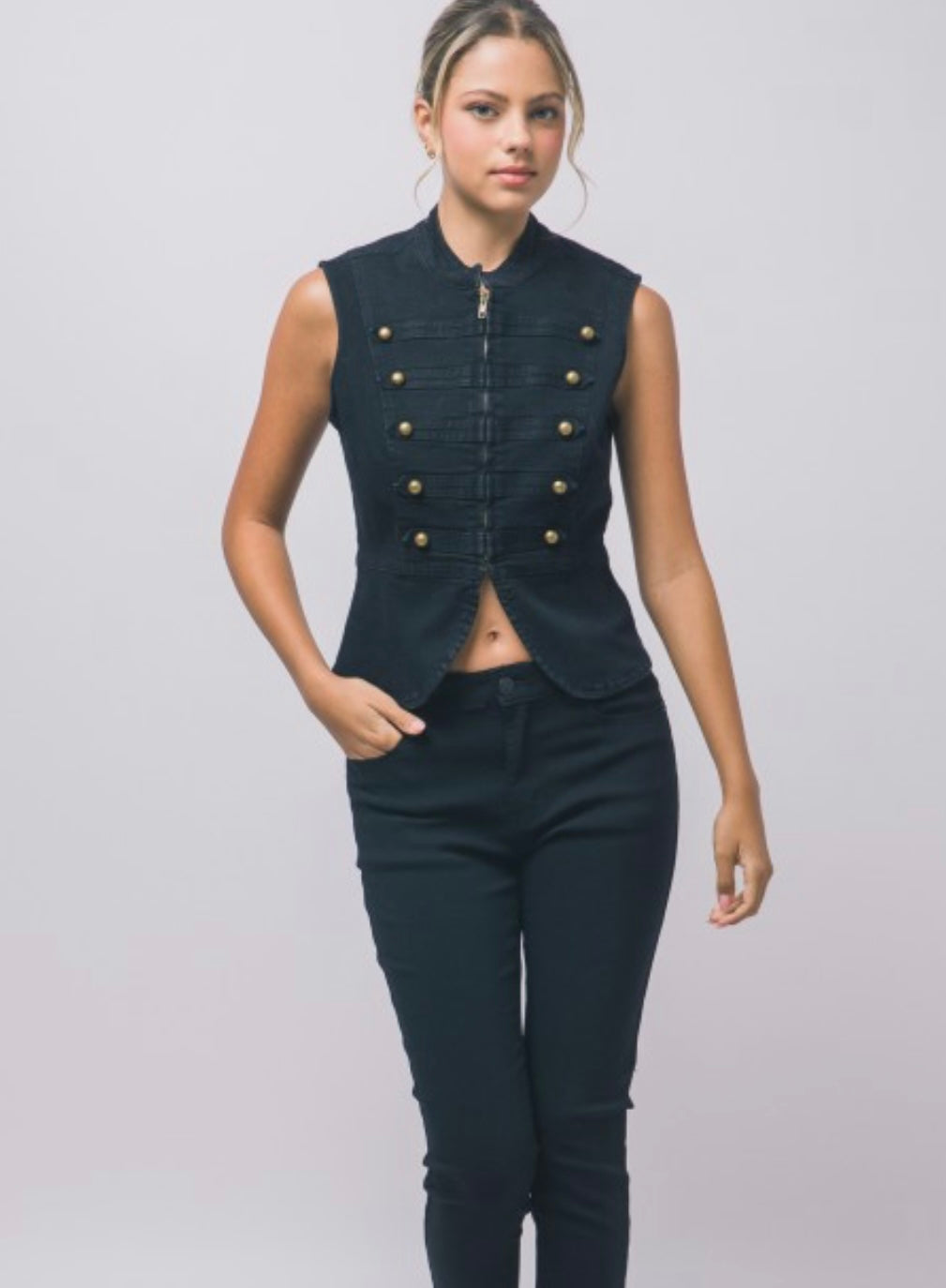 Napolean Military Denim Vest