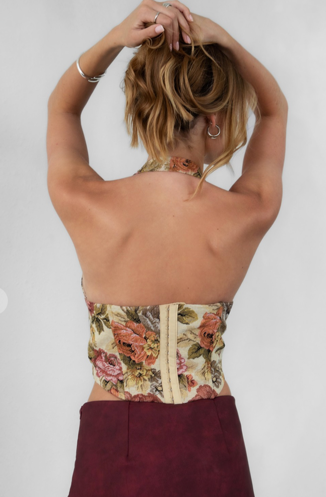 Halter Tapestry Corset Top