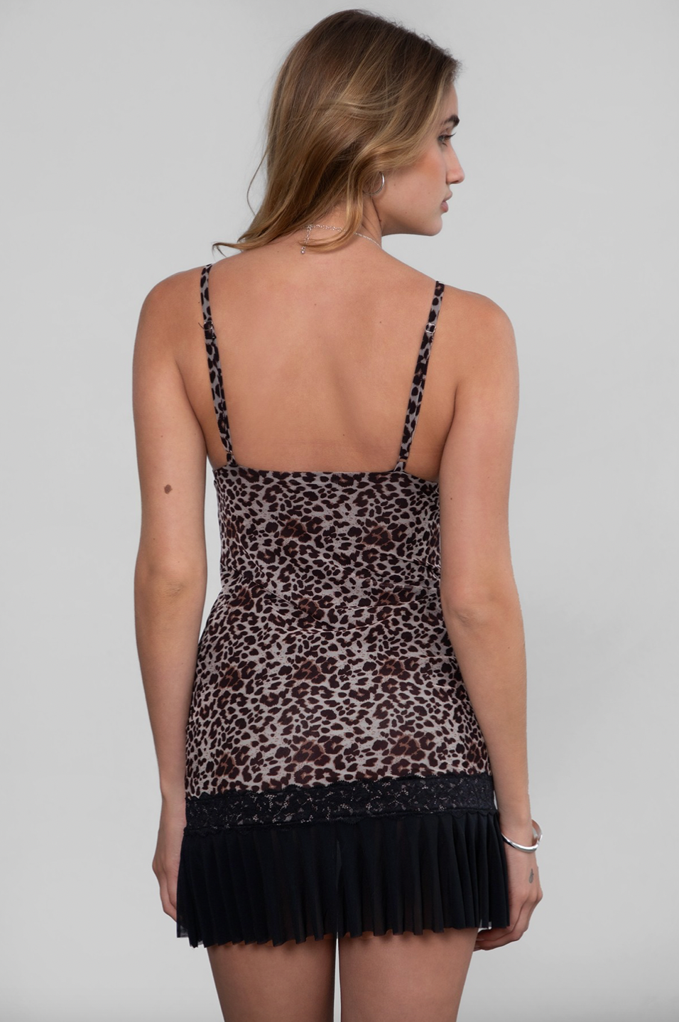 Leopard Mesh Mini Dress