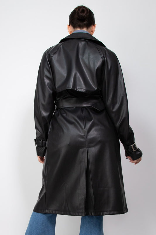 Longline Leather Collared Jacket