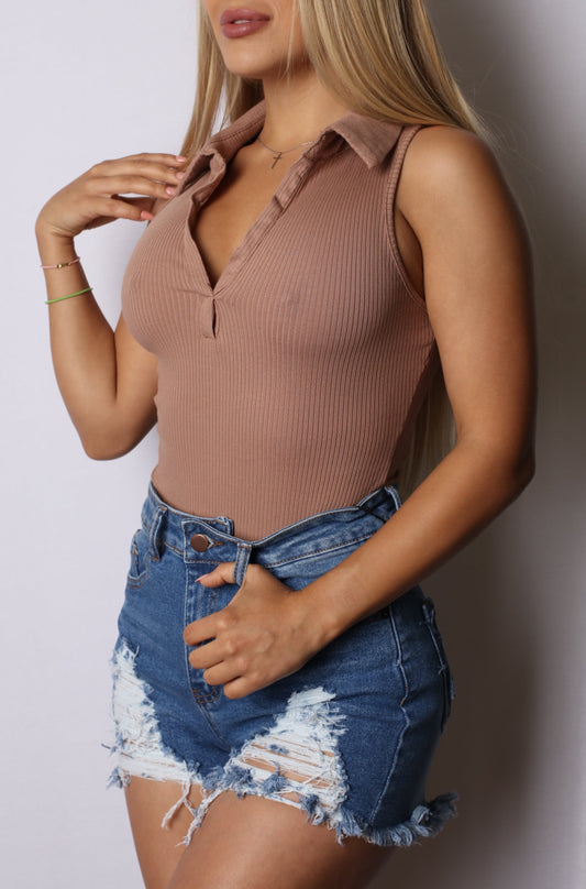 Collared Bodysuit Nude