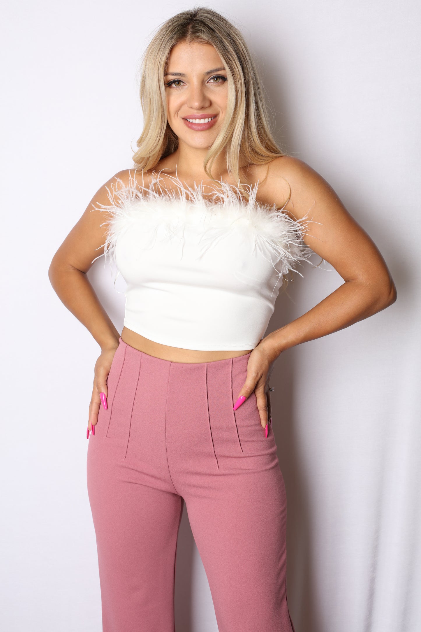 Feather Tube Top White