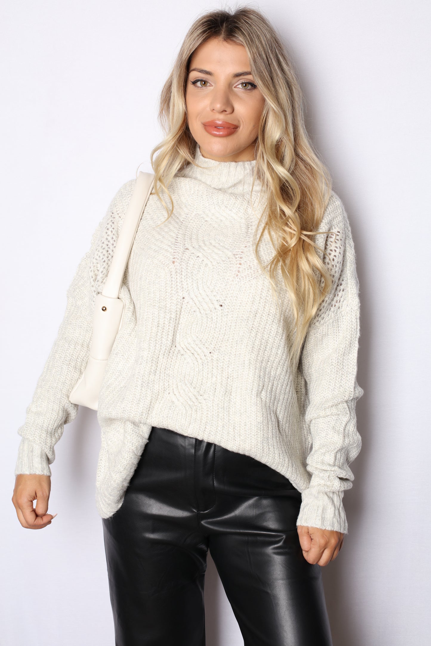 Cream Knit Sweater Dress
